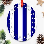 Vertical Stripes - White and Dark Blue Ornament (Bell) Ornament (Oval Filigree)