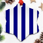 Vertical Stripes - White and Dark Blue Ornament (Snowflake)