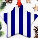 Vertical Stripes - White and Dark Blue Ornament (Star)