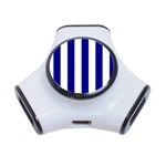 Vertical Stripes - White and Dark Blue Portable USB Hub (One Side)