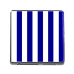 Vertical Stripes - White and Dark Blue Memory Card Reader (Square)