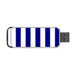 Vertical Stripes - White and Dark Blue Portable USB Flash (One Side)