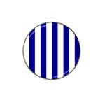 Vertical Stripes - White and Dark Blue Hat Clip Ball Marker