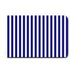 Vertical Stripes - White and Dark Blue Small Doormat