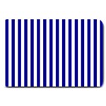 Vertical Stripes - White and Dark Blue Large Doormat