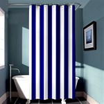 Vertical Stripes - White and Dark Blue Shower Curtain 36  x 72  (Stall)