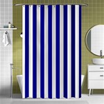 Vertical Stripes - White and Dark Blue Shower Curtain 48  x 72  (Small)