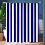 Vertical Stripes - White and Dark Blue Shower Curtain 60  x 72  (Medium)