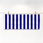 Vertical Stripes - White and Dark Blue Hand Towel