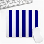 Vertical Stripes - White and Dark Blue Large Mousepad