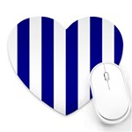 Vertical Stripes - White and Dark Blue Heart Mousepad