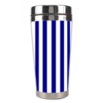 Vertical Stripes - White and Dark Blue Stainless Steel Travel Tumbler