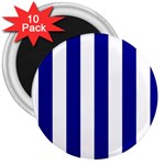 Vertical Stripes - White and Dark Blue 3  Magnet (10 pack)