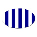 Vertical Stripes - White and Dark Blue Magnet (Oval)