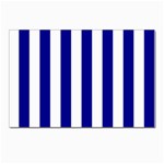 Vertical Stripes - White and Dark Blue Postcard 4  x 6 