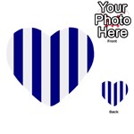 Vertical Stripes - White and Dark Blue Multi-purpose Cards (Heart)