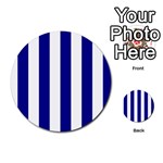 Vertical Stripes - White and Dark Blue Multi-purpose Cards (Round)