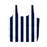 Vertical Stripes - White and Oxford Blue Full Print Recycle Bag (M)