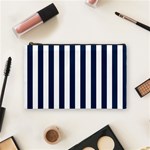 Vertical Stripes - White and Oxford Blue Cosmetic Bag (M)