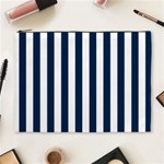 Vertical Stripes - White and Oxford Blue Cosmetic Bag (XL)