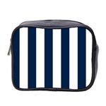 Vertical Stripes - White and Oxford Blue Mini Toiletries Bag (Two Sides)