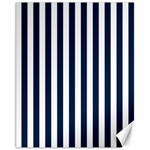 Vertical Stripes - White and Oxford Blue Canvas 11  x 14 