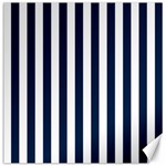 Vertical Stripes - White and Oxford Blue Canvas 12  x 12 