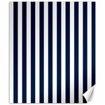 Vertical Stripes - White and Oxford Blue Canvas 20  x 24 