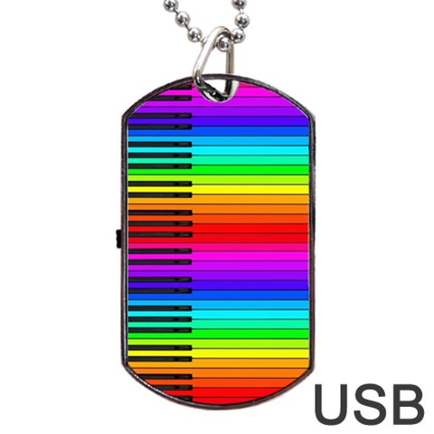 Rainbow Piano Keyboard Dog Tag USB Flash (Two Sides) from ArtsNow.com Front