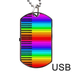 Rainbow Piano Keyboard Dog Tag USB Flash (Two Sides) from ArtsNow.com Front