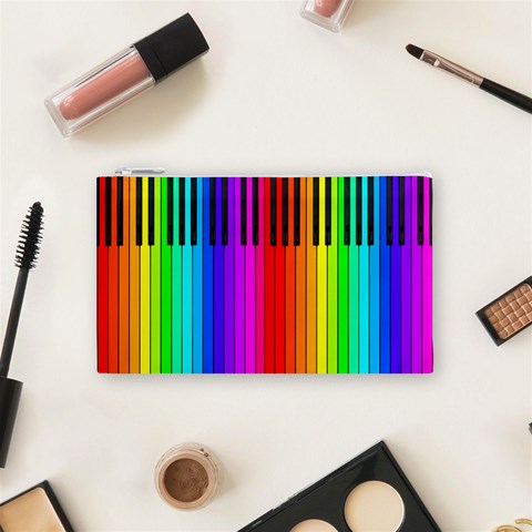 Rainbow Piano Keyboard  Cosmetic Bag (Small) from ArtsNow.com Front