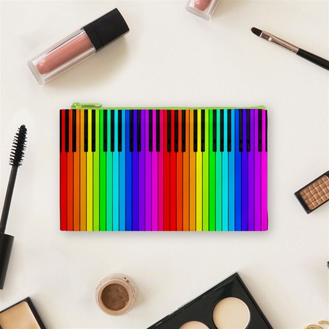 Rainbow Piano Keyboard  Cosmetic Bag (Small) from ArtsNow.com Front