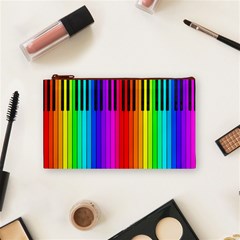 Rainbow Piano Keyboard  Cosmetic Bag (Small) from ArtsNow.com Front