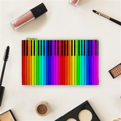 Rainbow Piano Keyboard  Cosmetic Bag (Small) from ArtsNow.com Front