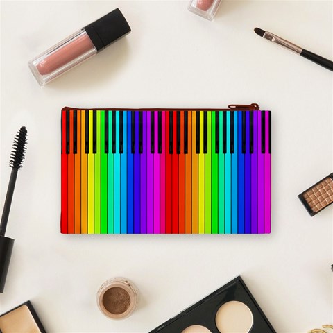 Rainbow Piano Keyboard  Cosmetic Bag (Small) from ArtsNow.com Back