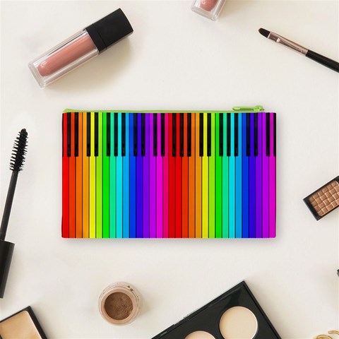 Rainbow Piano Keyboard  Cosmetic Bag (Small) from ArtsNow.com Back