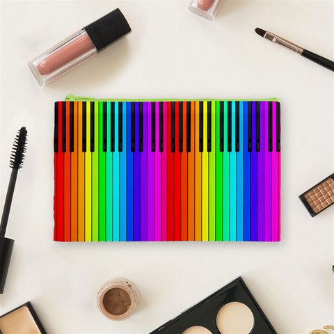 Rainbow Piano Keyboard Cosmetic Bag (Medium) from ArtsNow.com Front