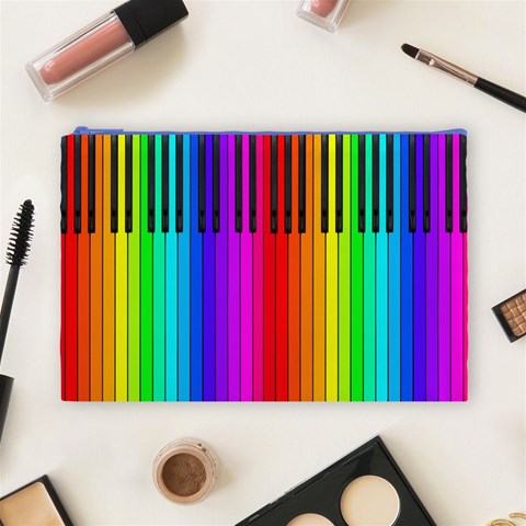 Rainbow Piano Keyboard  Cosmetic Bag (Large) from ArtsNow.com Front