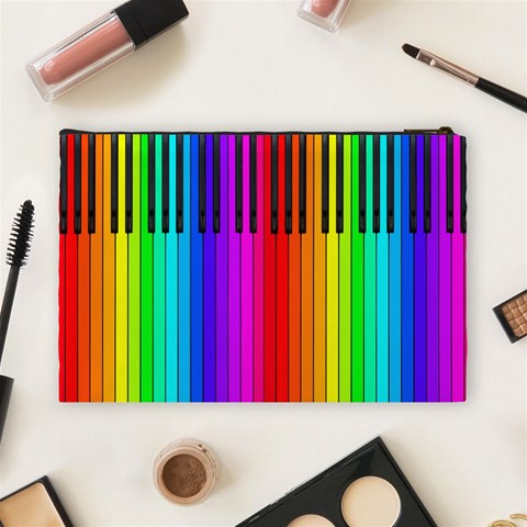 Rainbow Piano Keyboard  Cosmetic Bag (Large) from ArtsNow.com Back