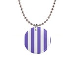 Vertical Stripes - White and Ube Violet 1  Button Necklace