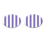 Vertical Stripes - White and Ube Violet Cufflinks (Oval)