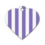 Vertical Stripes - White and Ube Violet Dog Tag Heart (One Side)