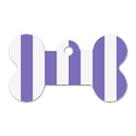 Vertical Stripes - White and Ube Violet Dog Tag Bone (Two Sides)