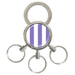 Vertical Stripes - White and Ube Violet 3-Ring Key Chain