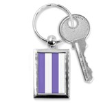 Vertical Stripes - White and Ube Violet Key Chain (Rectangle)