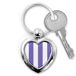 Vertical Stripes - White and Ube Violet Key Chain (Heart)