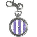 Vertical Stripes - White and Ube Violet Key Chain Watch