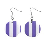 Vertical Stripes - White and Ube Violet 1  Button Earrings