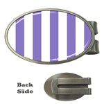 Vertical Stripes - White and Ube Violet Money Clip (Oval)