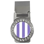 Vertical Stripes - White and Ube Violet Money Clip (CZ)